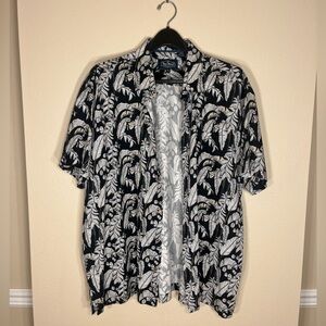 Nat Nast Black and White Leaf Pattern Shirt Jacket
